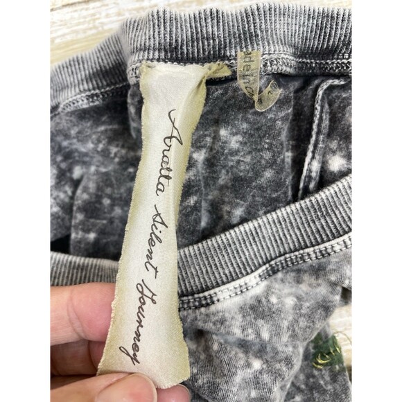 Aratta Silent Journey Women's Top L Gray Acid Wash Open Back Short Sleeve Ruffle - Picture 5 of 8